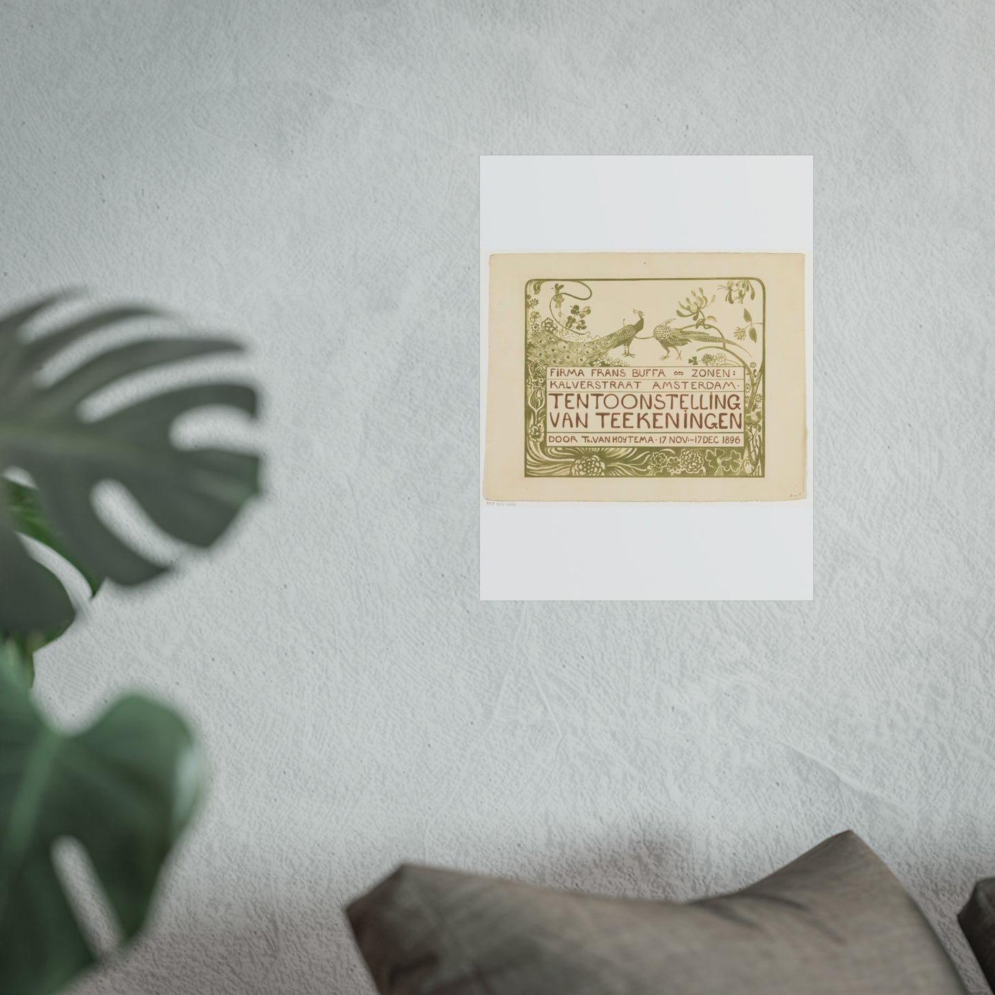 Exhibition Poster with a Peacock and a Pheasant by Theo van Hoytema (1896)