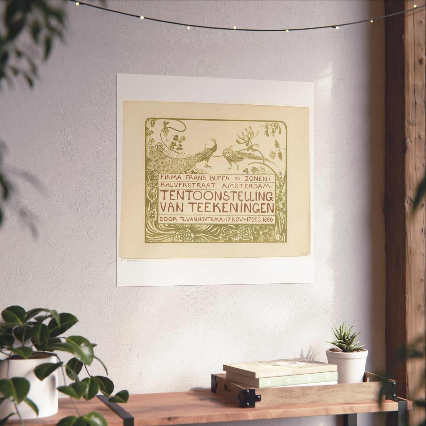 Exhibition Poster with a Peacock and a Pheasant by Theo van Hoytema (1896)