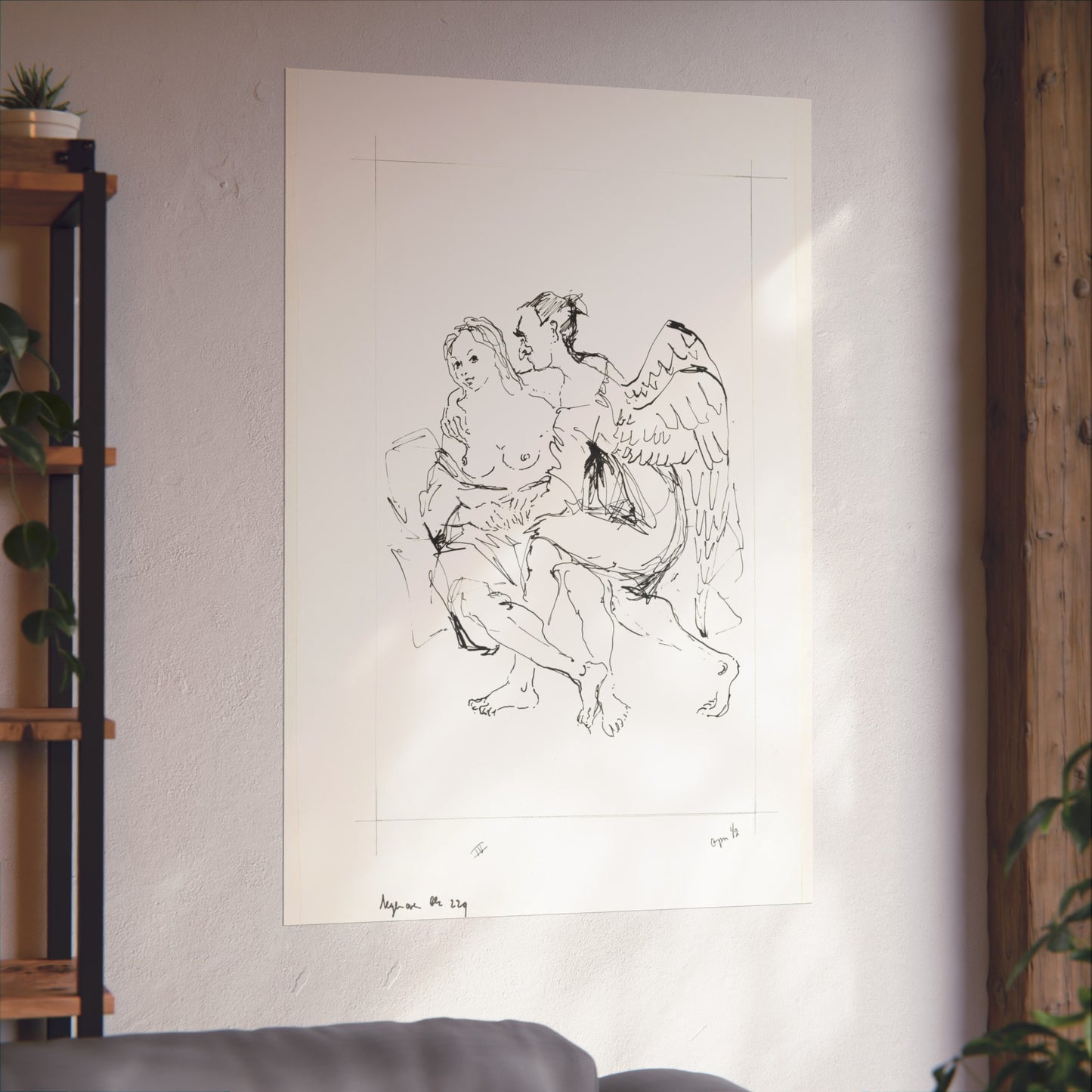 Winged Man Embracing a Naked Woman