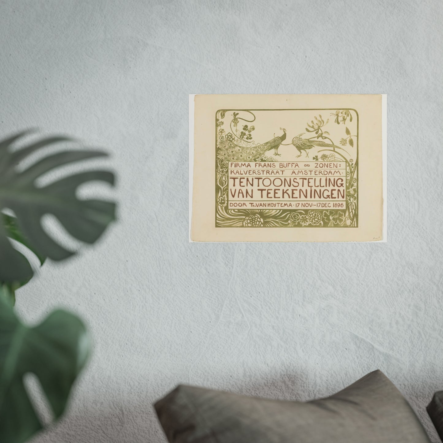 Exhibition Poster with a Peacock and a Pheasant by Theo van Hoytema (1896)