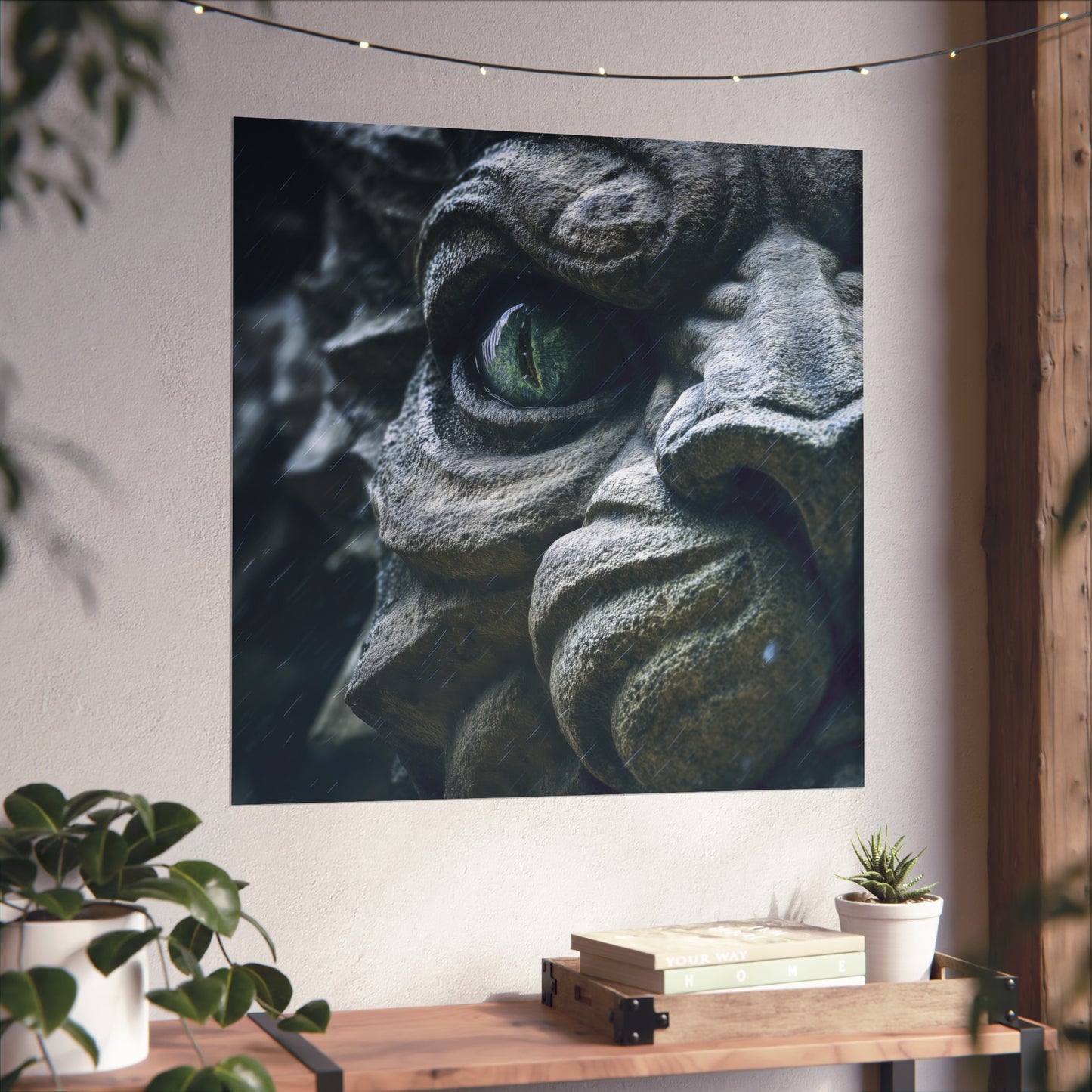 Cathedral Guardian in Storm - Gothic Gargoyle Art Print