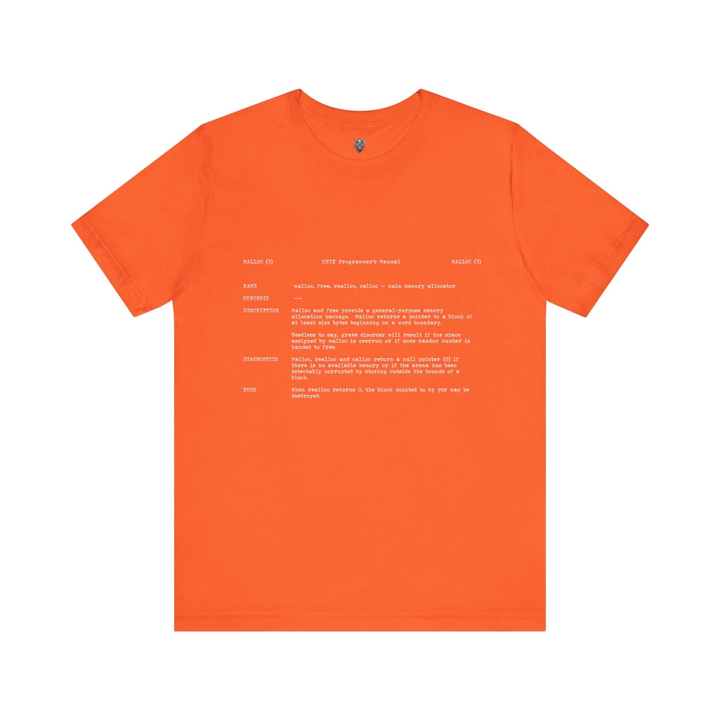 Malloc '79 t-shirt in Macintosh White, CRT Green, Terminal Black or LCD Orange