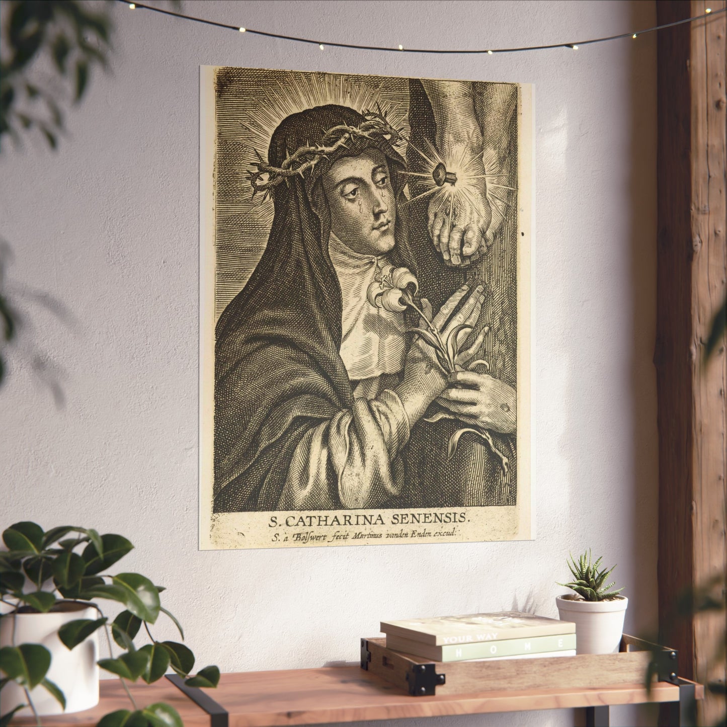 Saint Catherine of Siena with Stigmata at Crucifix