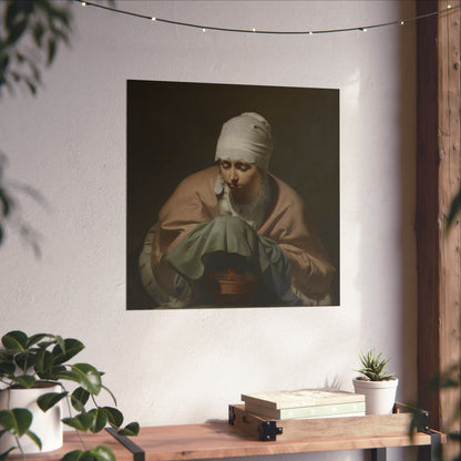 A Young Woman Warming her Hands over a Brazier: Allegory of Winter