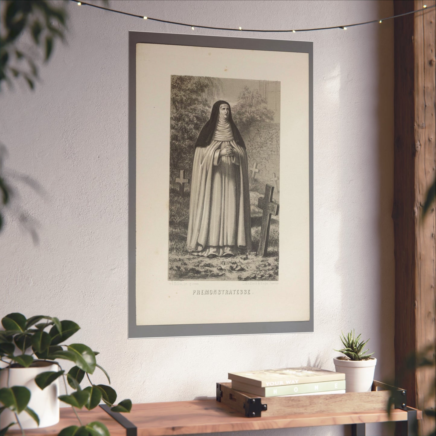 Premonstratensian Nun Praying in a Cemetery