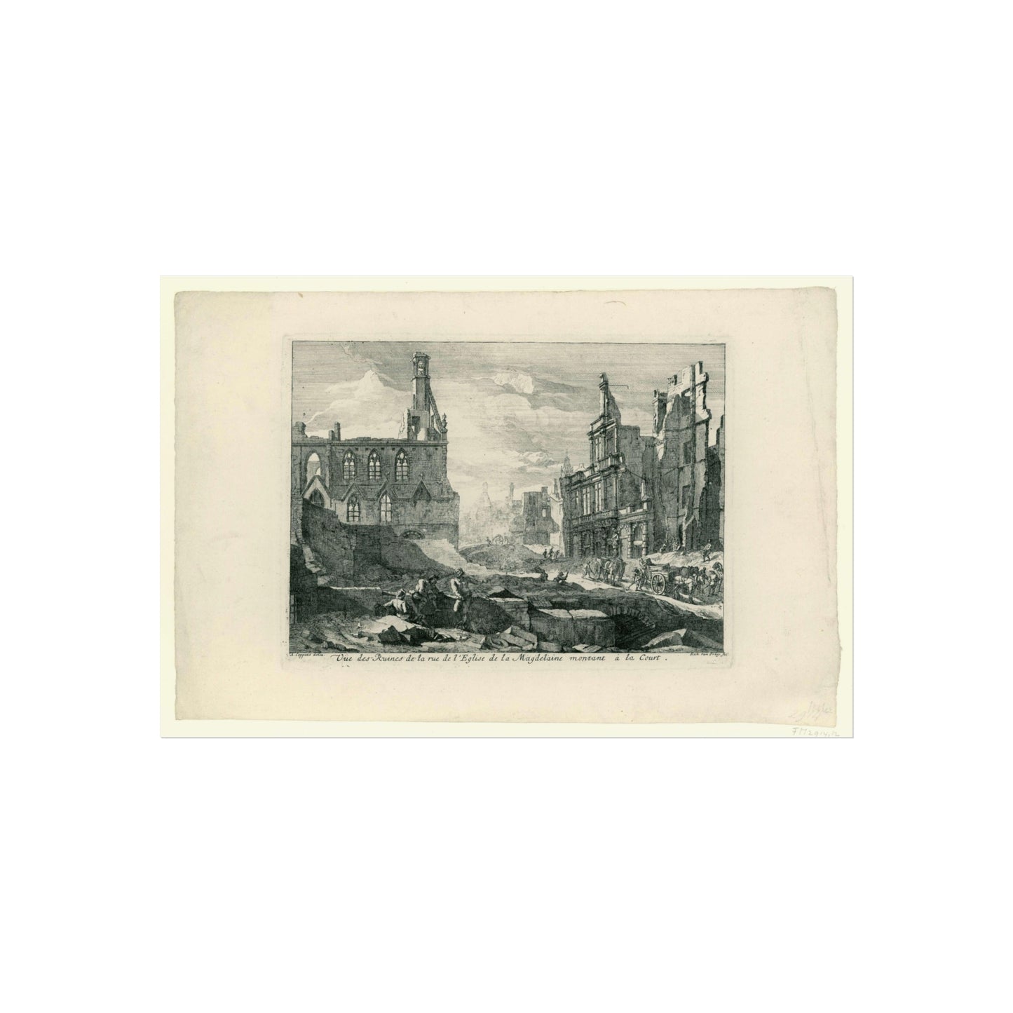 Ruins of Magdalenasteenweg in Brussels, 1695