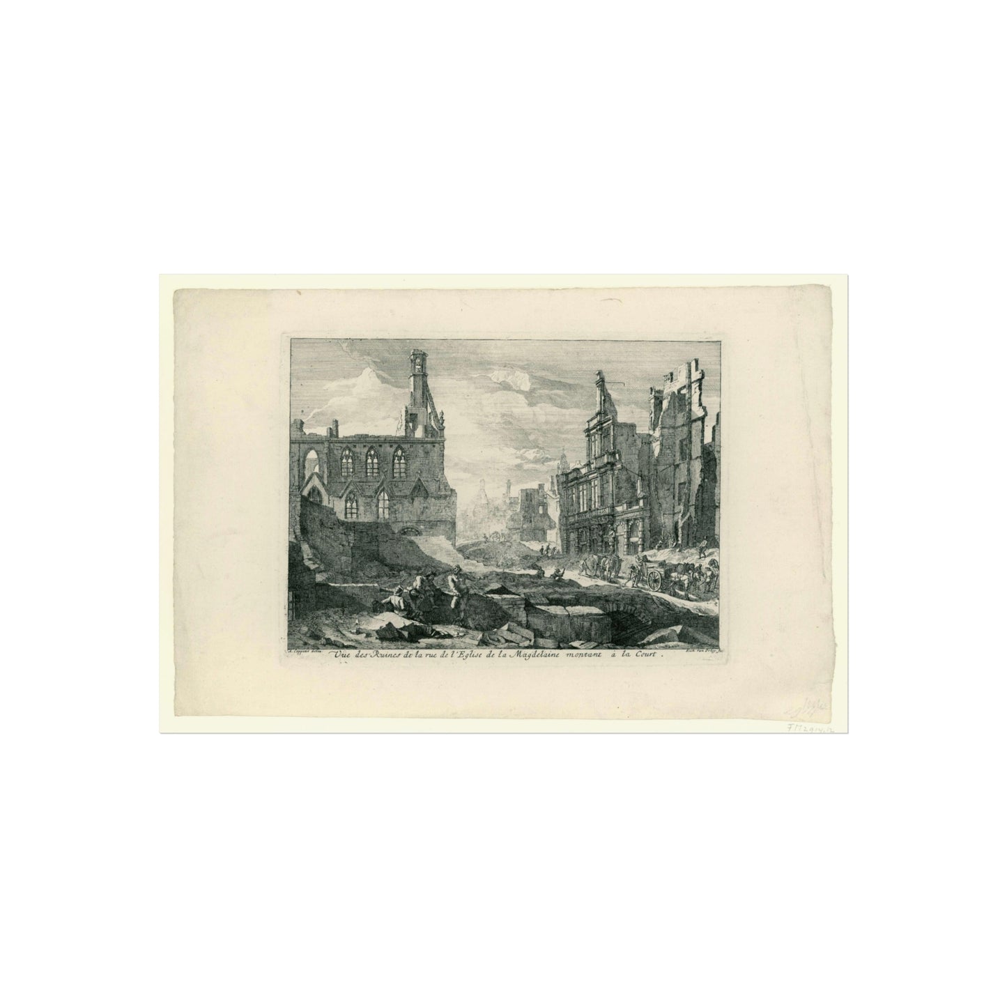 Ruins of Magdalenasteenweg in Brussels, 1695