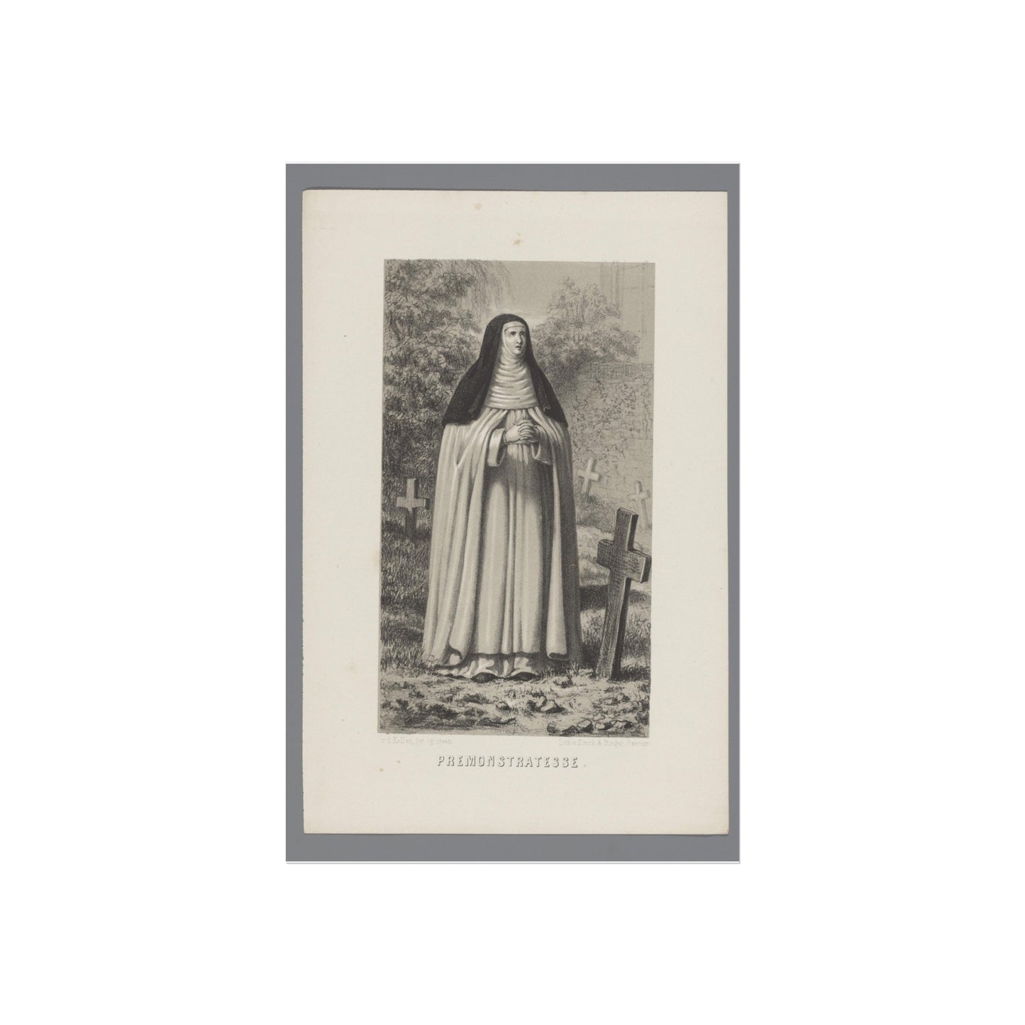 Premonstratensian Nun Praying in a Cemetery