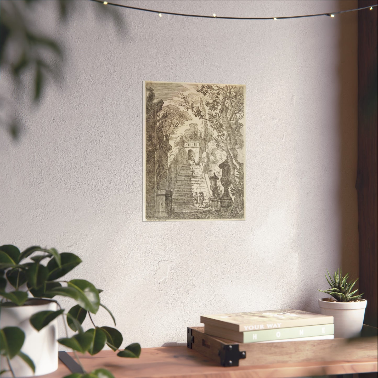 Italianate Landscape with Wanderers near a Staircase in a Garden