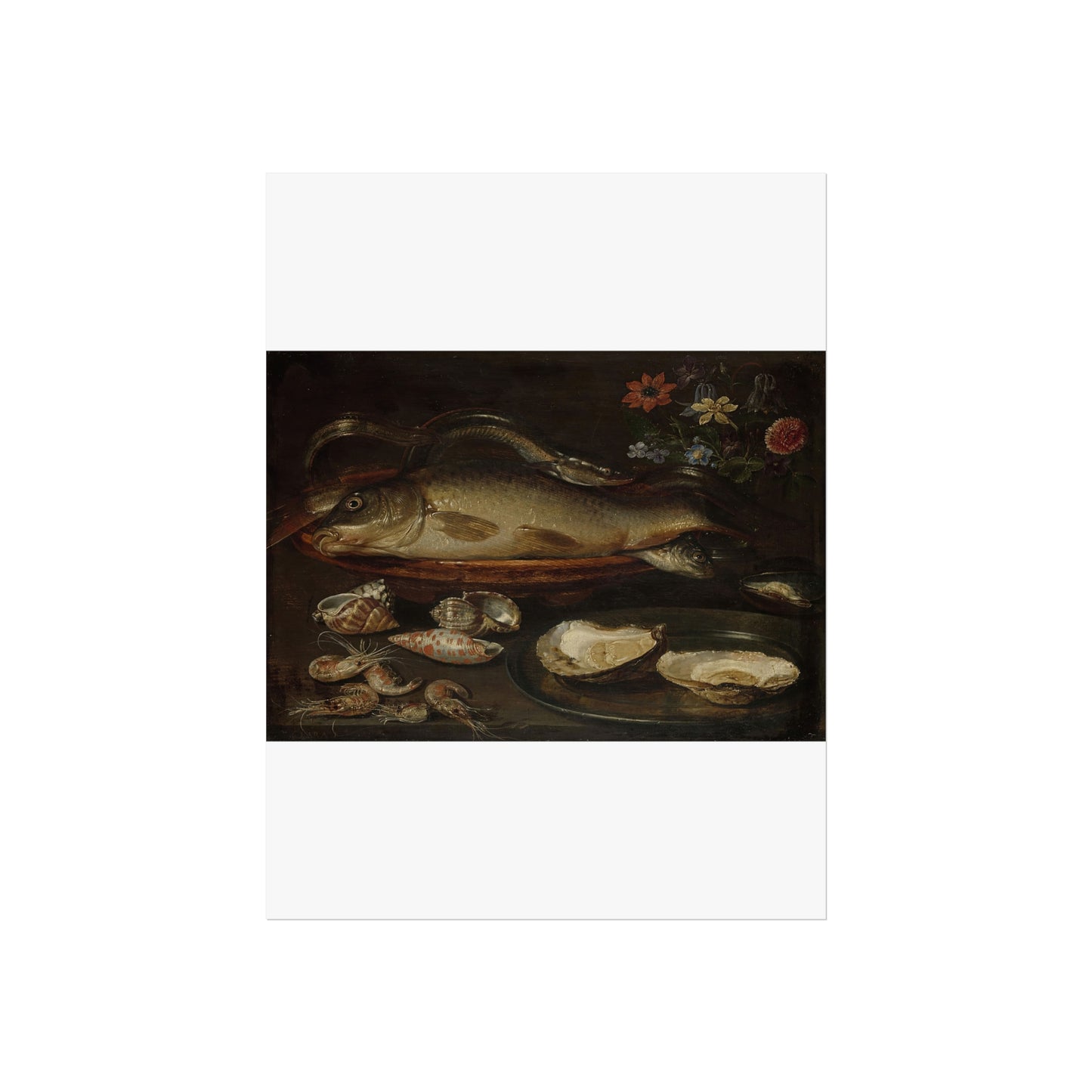 Still Life with Fish, Seafood, and Flowers