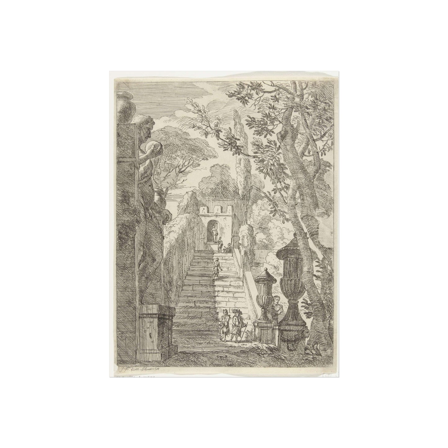 Italianate Landscape with Wanderers near a Staircase in a Garden