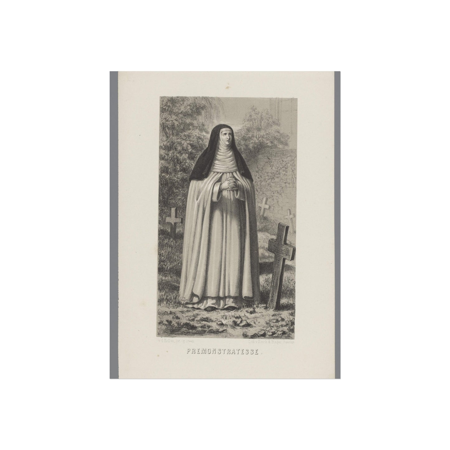 Premonstratensian Nun Praying in a Cemetery