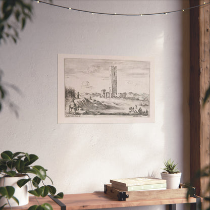 Ruins of a Tower in a Flat Landscape