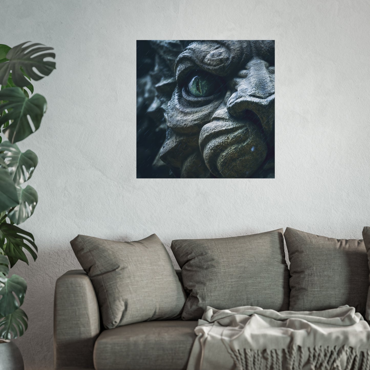 Cathedral Guardian in Storm - Gothic Gargoyle Art Print
