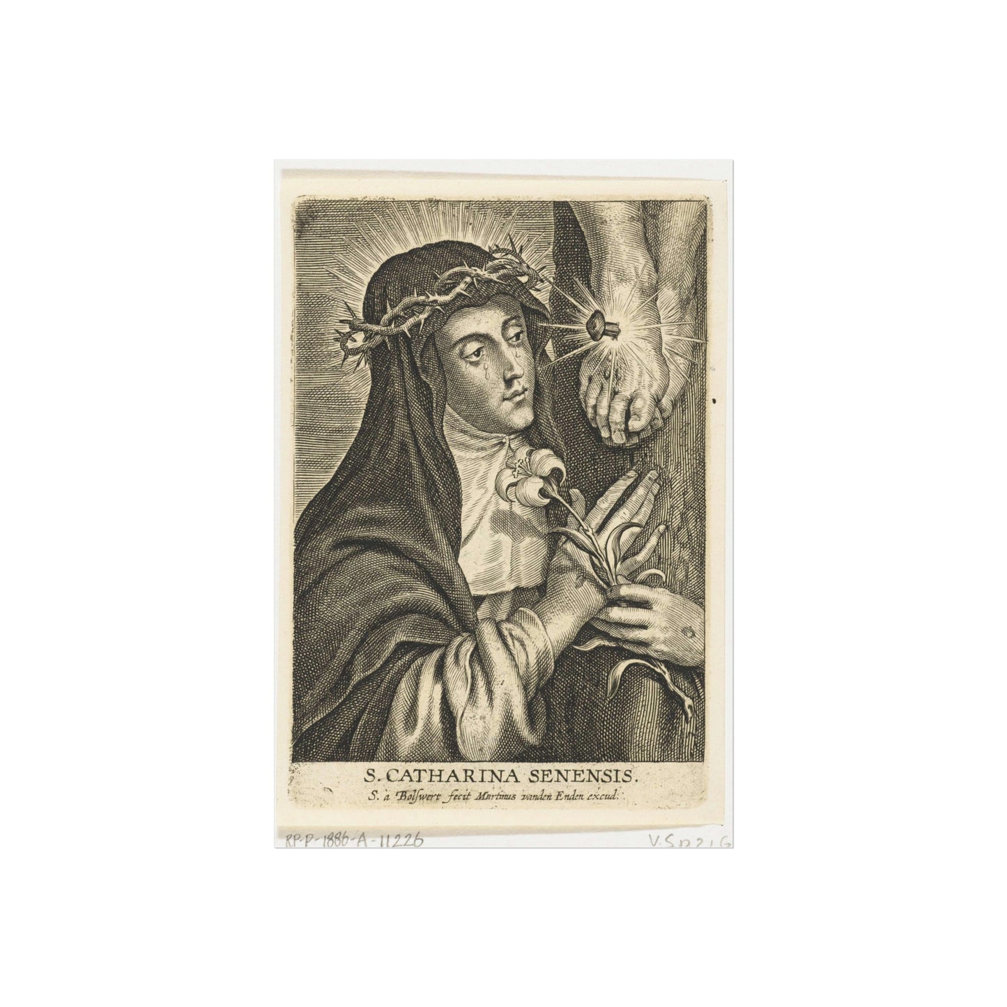 Saint Catherine of Siena with Stigmata at Crucifix