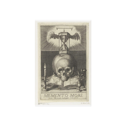 Title Print with a Skull and an Hourglass