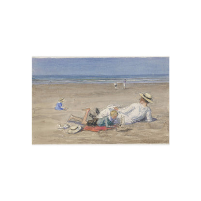 Resting Nanny with Two Children on the Beach