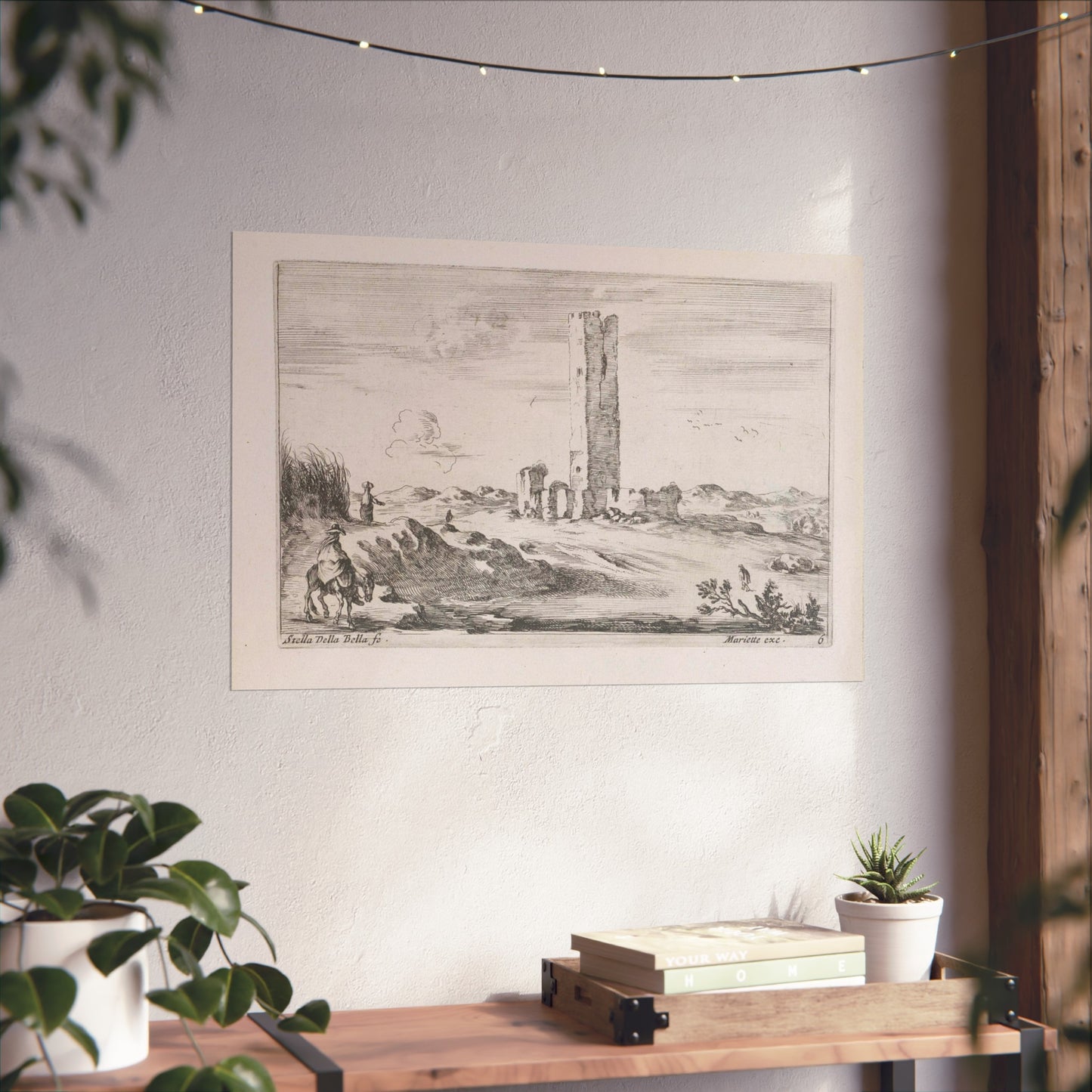 Ruins of a Tower in a Flat Landscape