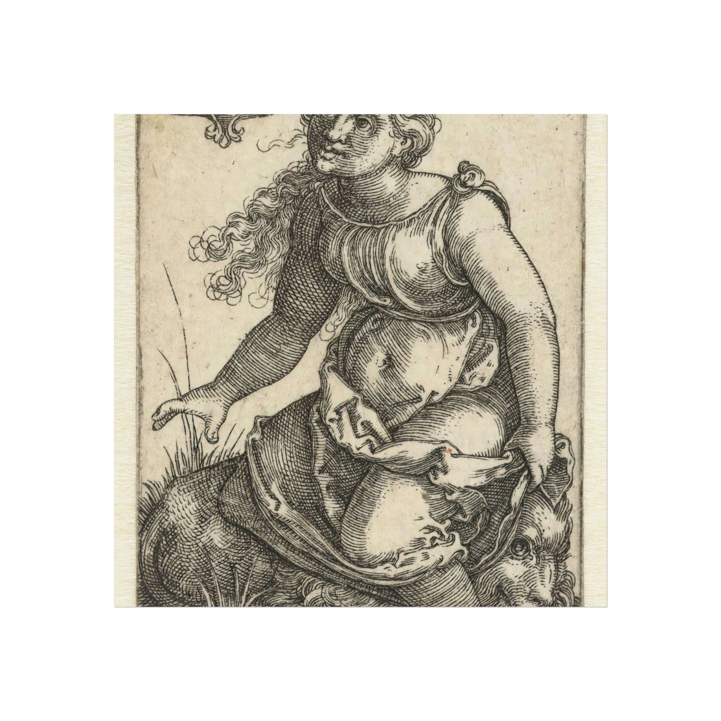 Woman as Personification of Strength (Fortitude) Sitting Atop a Lion