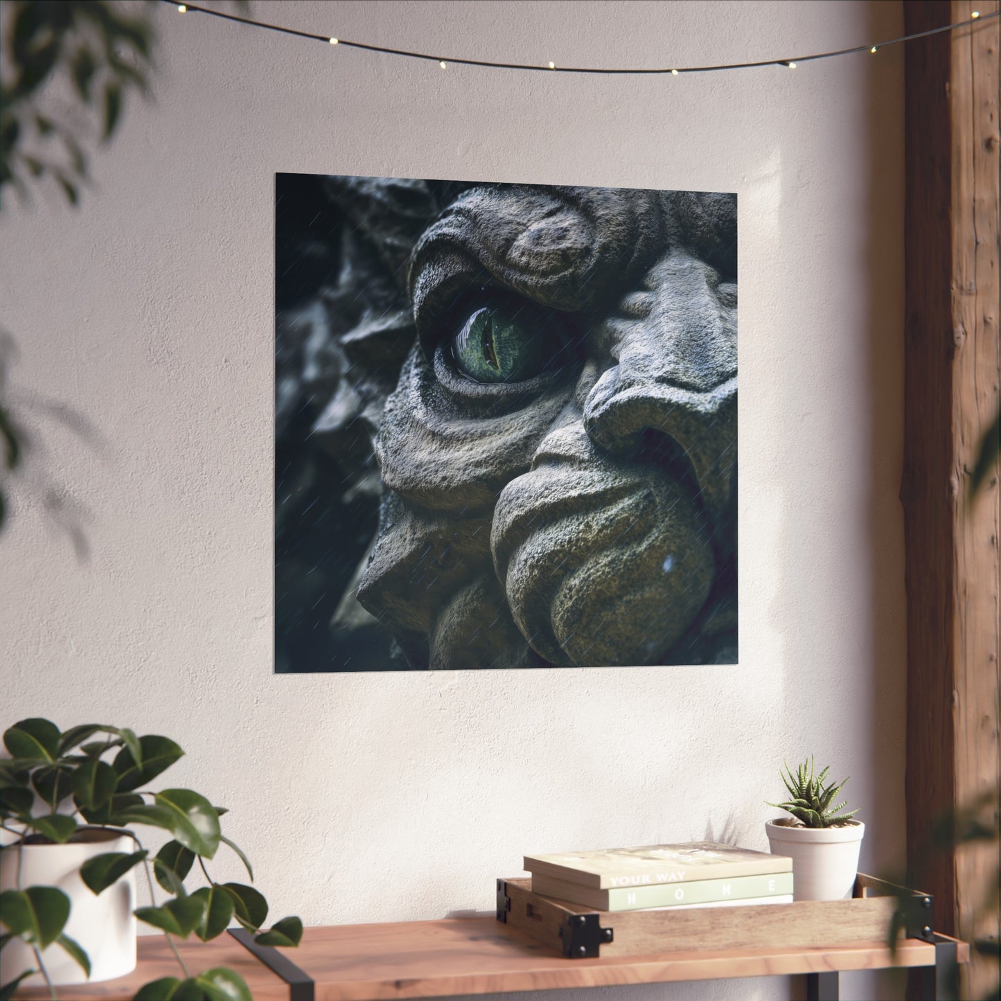 Cathedral Guardian in Storm - Gothic Gargoyle Art Print