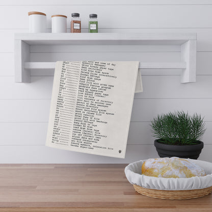 Unix 1971: Tea towel with commands