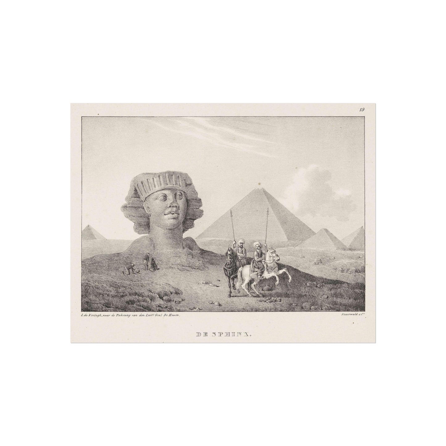 Head of a Sphinx and Pyramids in the Desert