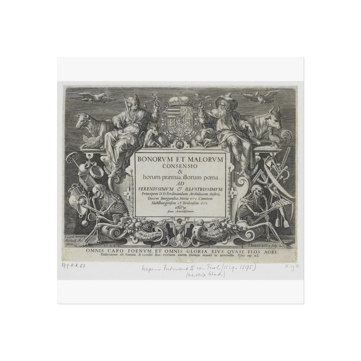 Ornate Frame with Symbols of Mortality and Abundance