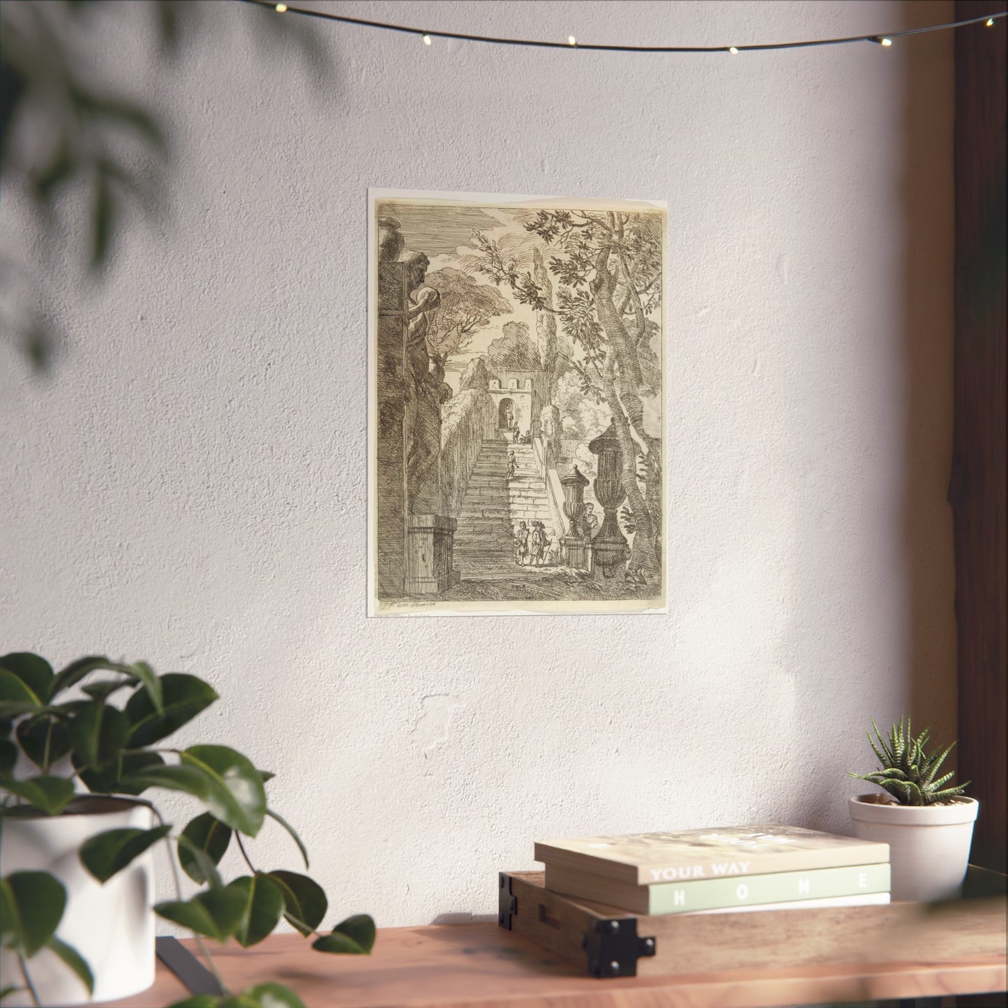 Italianate Landscape with Wanderers near a Staircase in a Garden