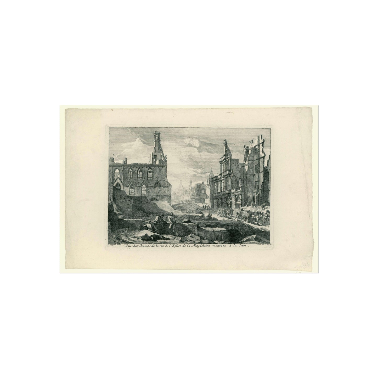 Ruins of Magdalenasteenweg in Brussels, 1695