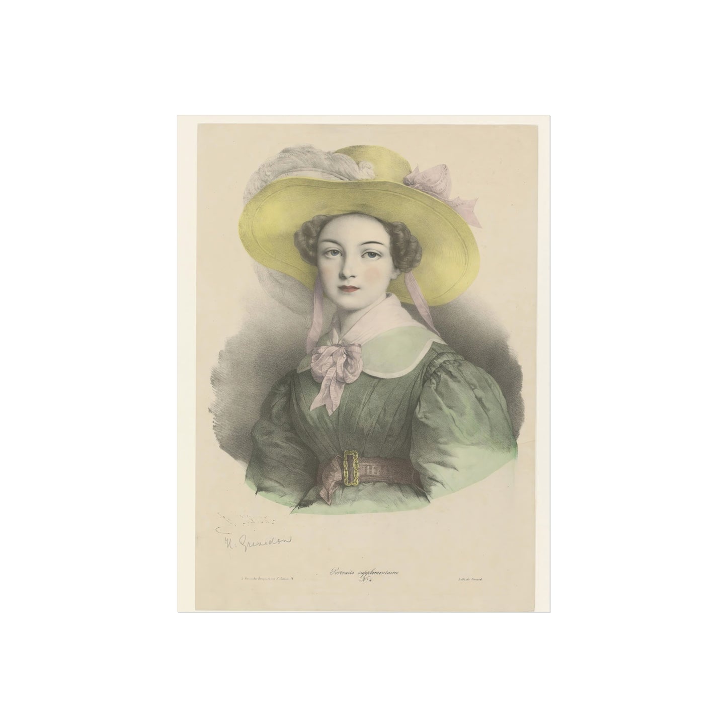 Portrait of a Young Woman with Feathered Hat and Bow