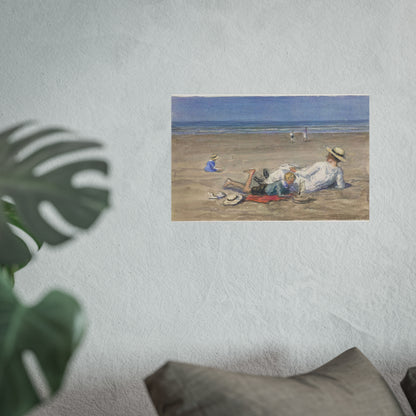 Resting Nanny with Two Children on the Beach