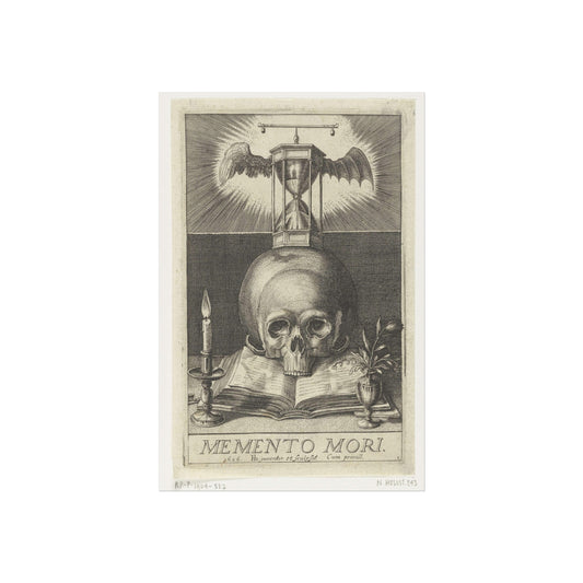 Title Print with a Skull and an Hourglass