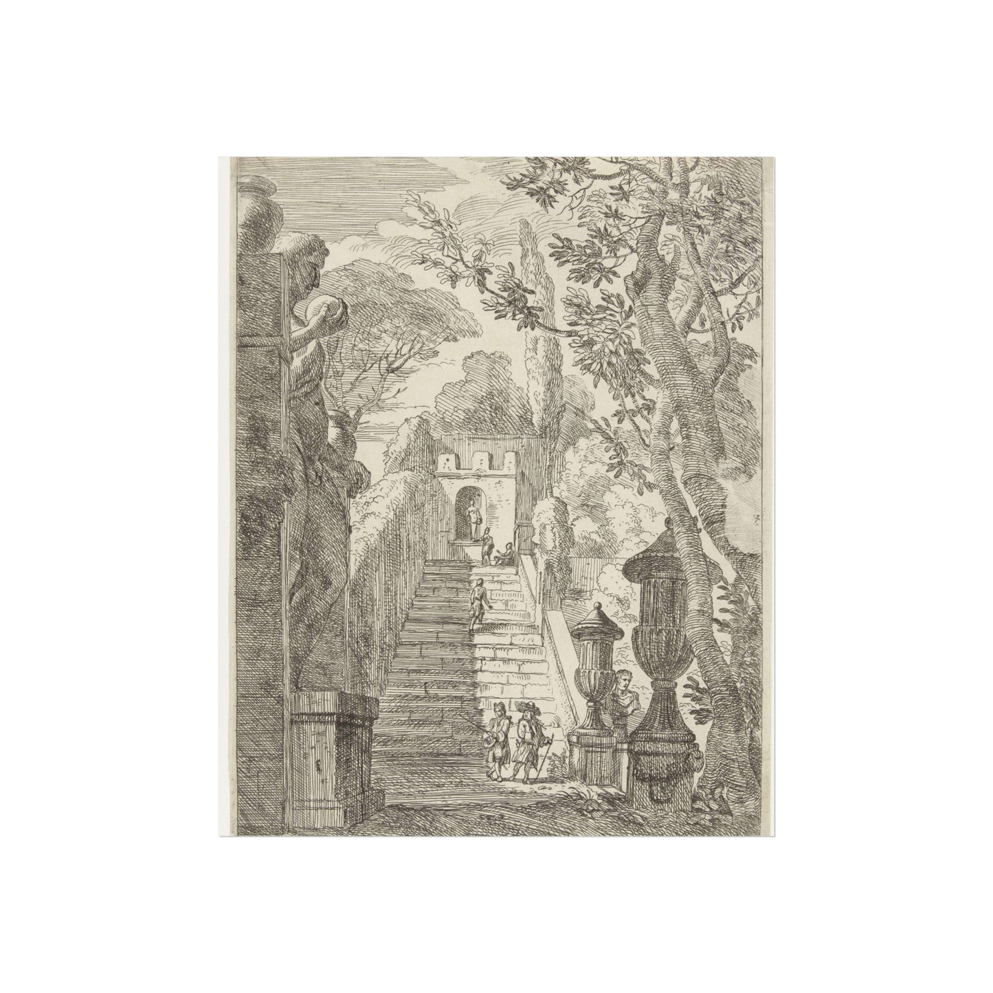 Italianate Landscape with Wanderers near a Staircase in a Garden