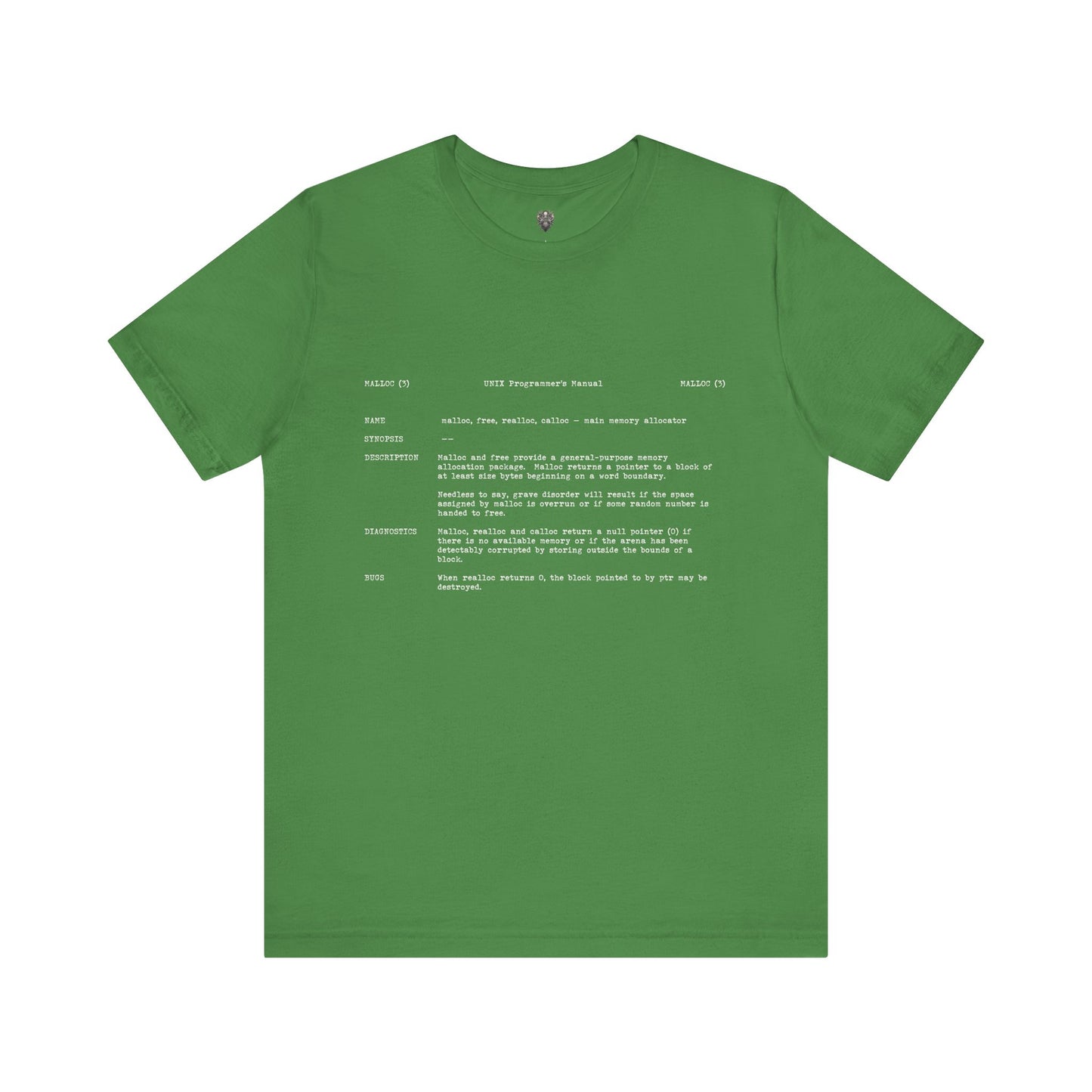 Malloc '79 t-shirt in Macintosh White, CRT Green, Terminal Black or LCD Orange