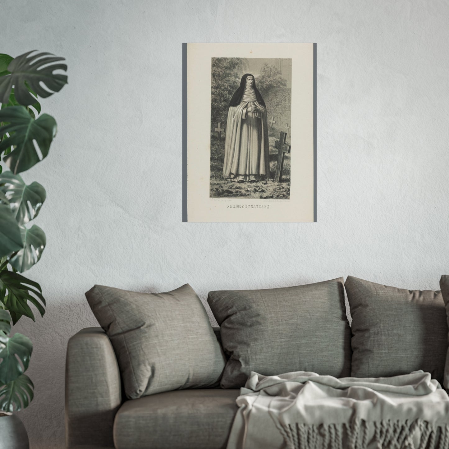 Premonstratensian Nun Praying in a Cemetery