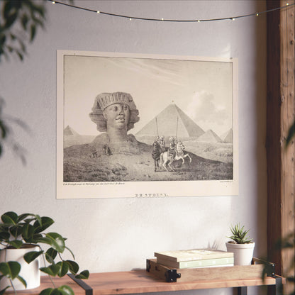 Head of a Sphinx and Pyramids in the Desert