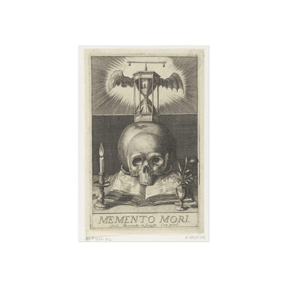 Title Print with a Skull and an Hourglass