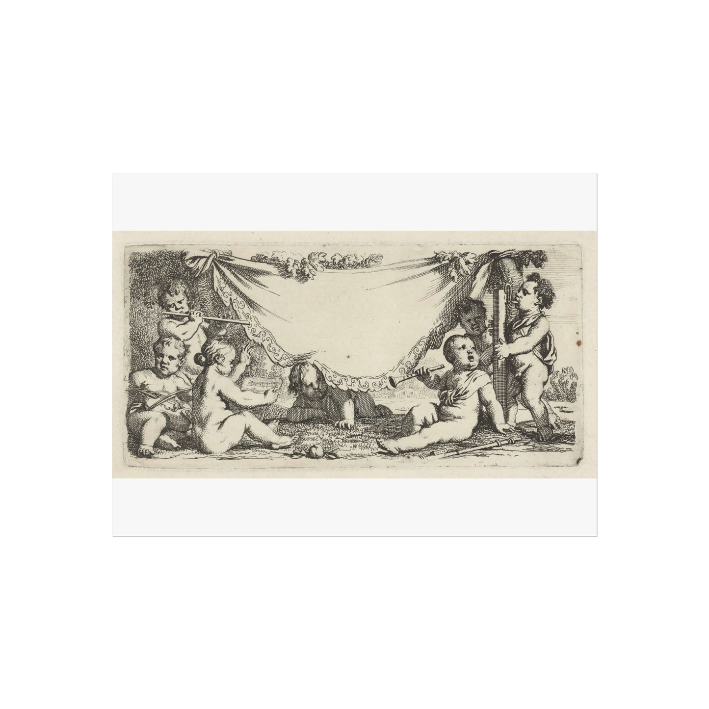 Seven Music-Making Cherubs by a Draped Cloth