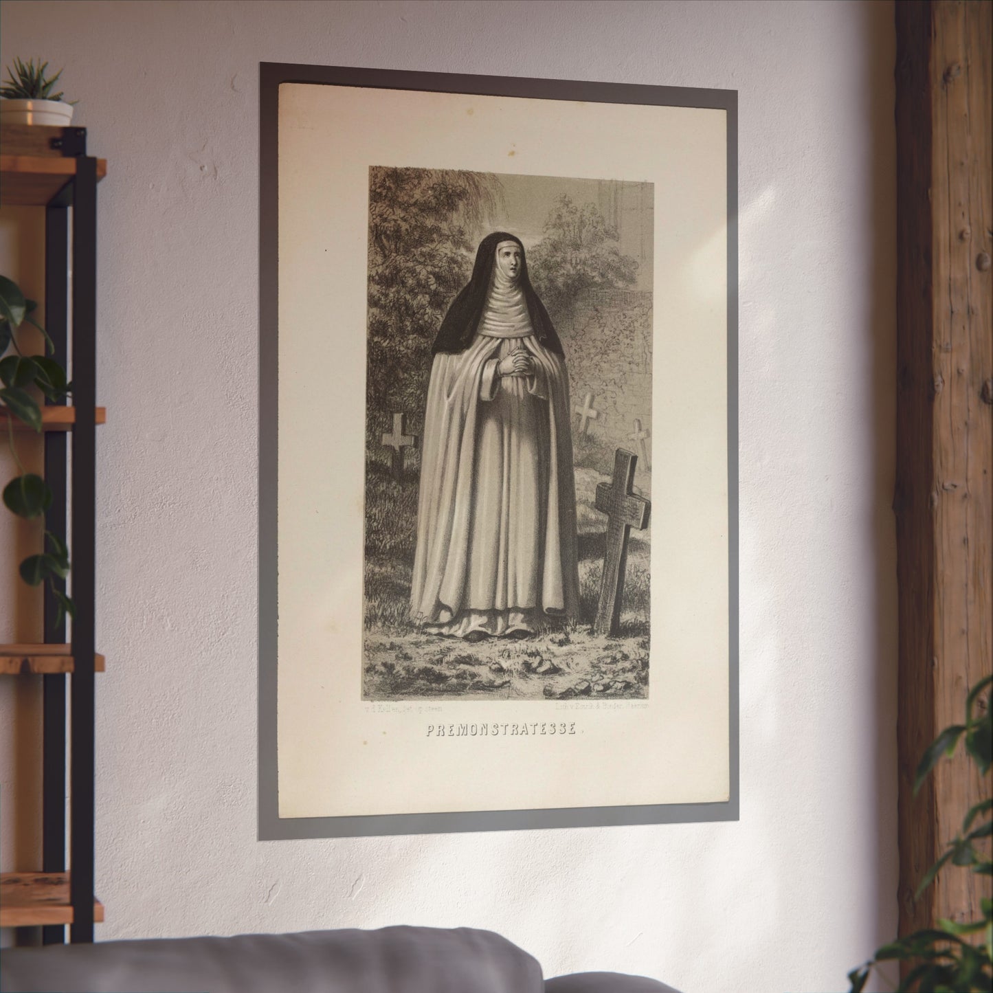 Premonstratensian Nun Praying in a Cemetery