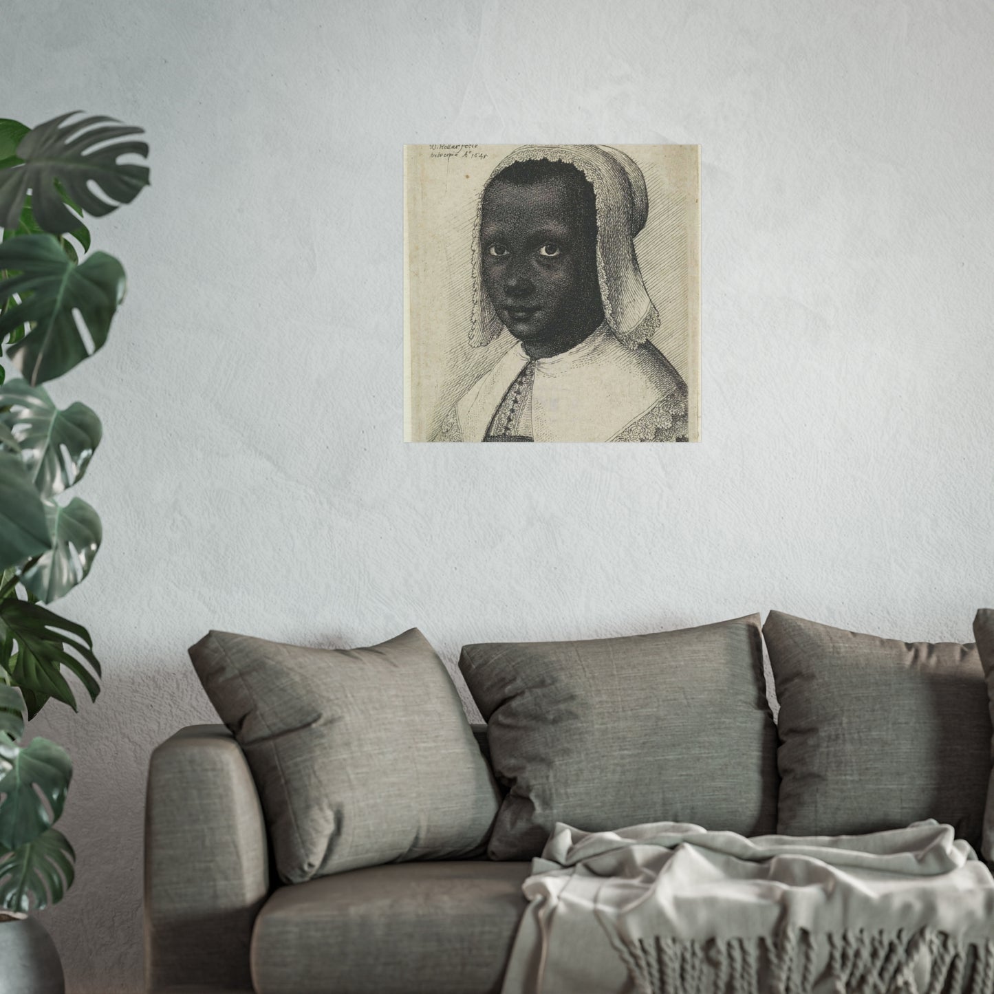 Portrait of a Young Black Woman with Lace Bonnet and Matching Collar