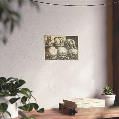 Sleeping Child with Hourglass and Four Skulls