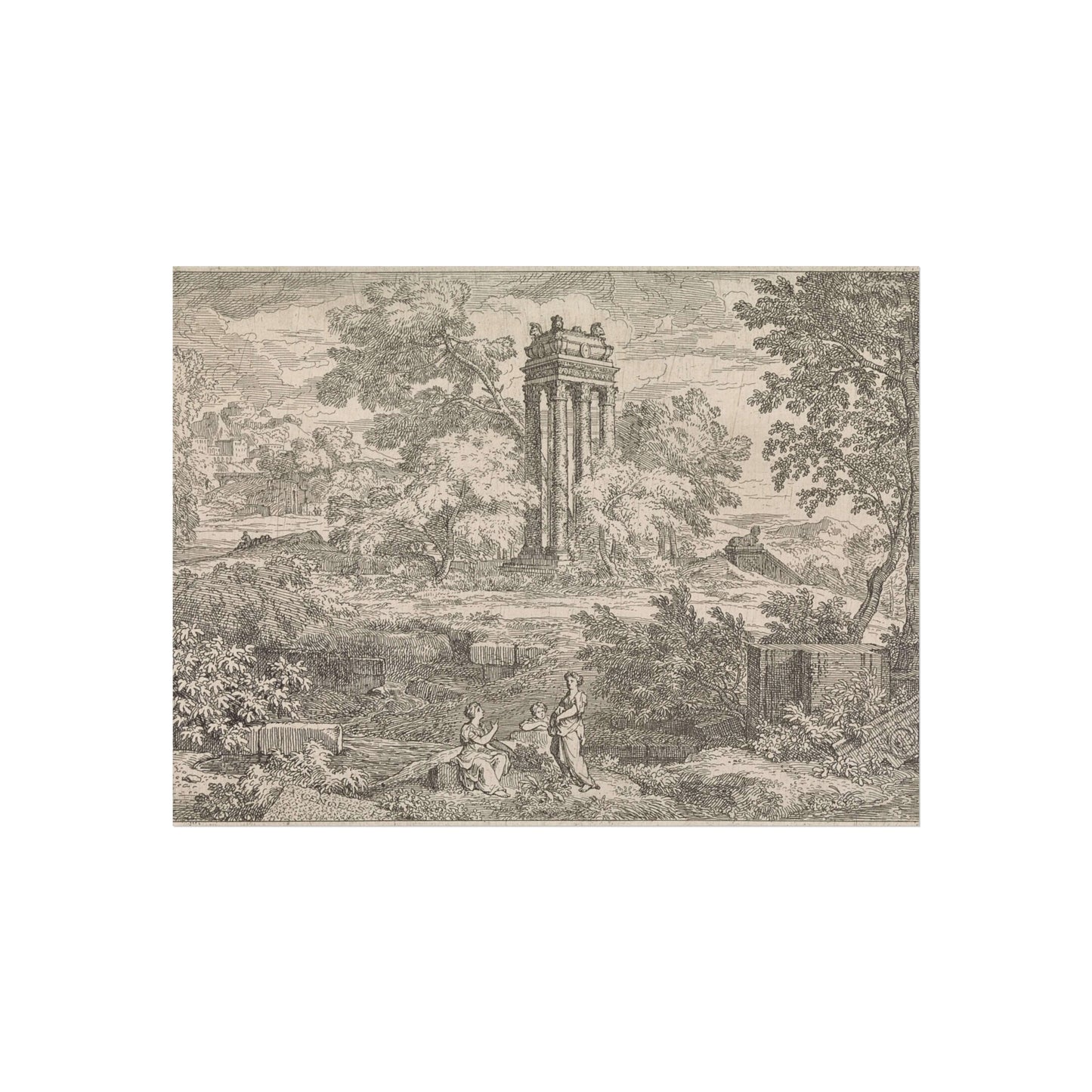 Arcadian Landscape with a Mausoleum with Six Columns