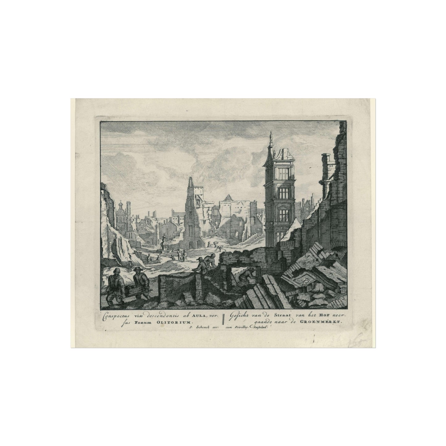 Ruins at the Grasmarkt in Brussels, 1695