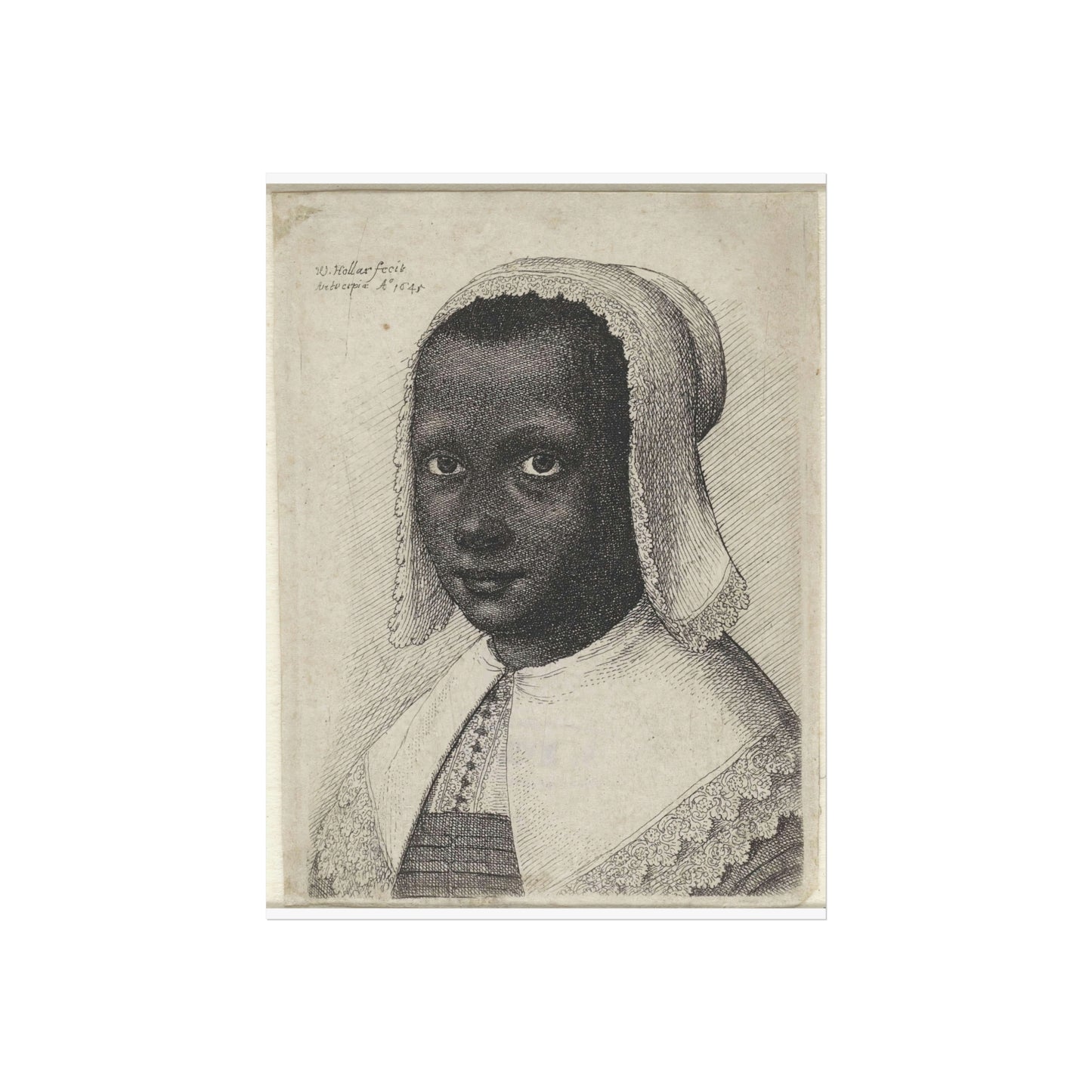 Portrait of a Young Black Woman with Lace Bonnet and Matching Collar