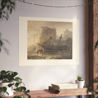 Ships at Low Tide in a French Harbor