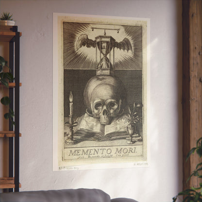 Title Print with a Skull and an Hourglass